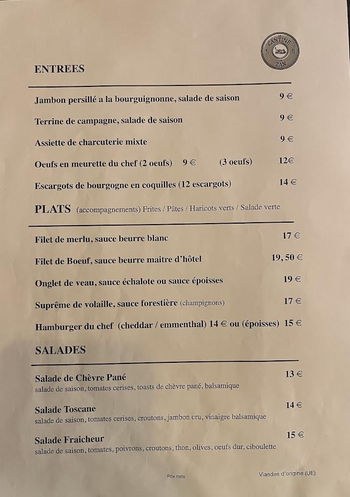La Cantine de Zan - Menu Image 1