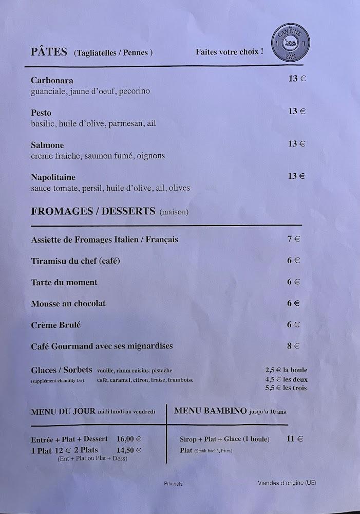 La Cantine de Zan - Menu Image 3